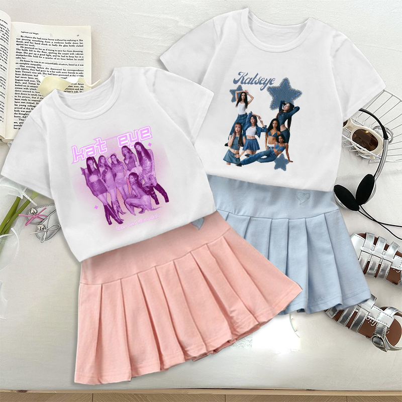 Women'S Fashion Kilt - Модная футболка K POP K-KATSEYE, комплект
