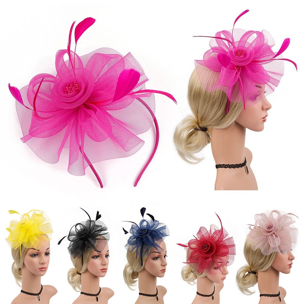 Women'S Fashion Kentucky Derby - Женская вуалетка с перьями и лентой,