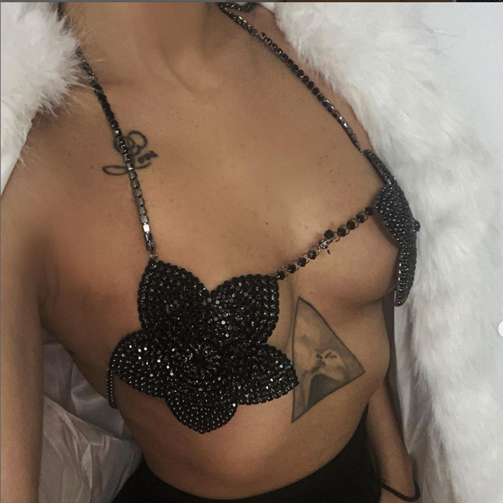 Women'S Fashion Harness - Женский бюстгальтер с цепочкой Stonefans, черные
