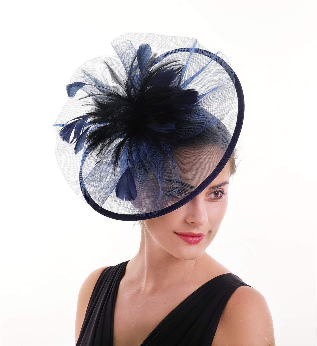 Women'S Fashion Kentucky Derby - Женская шляпка-вуалетка с перьями, сетчатая шляпка-обруч
