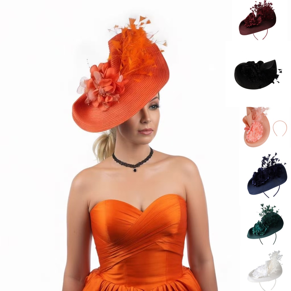 Women'S Fashion Kentucky Derby - Шляпка-фасцинатор 2026 с перьями и соломкой,