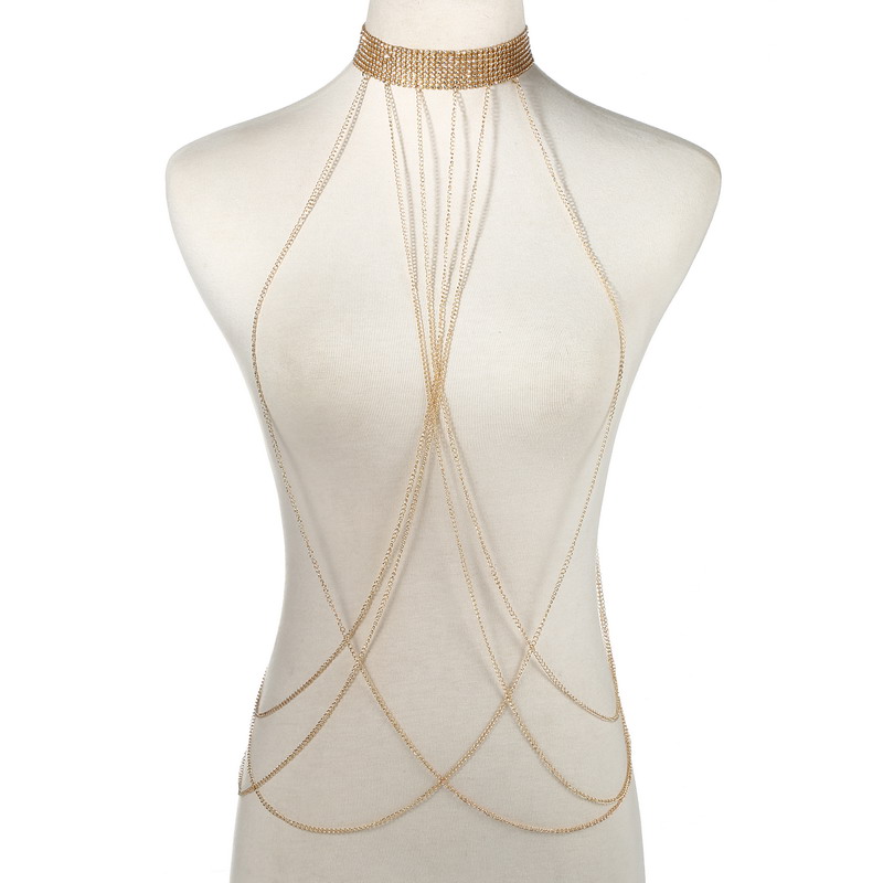 Women'S Fashion Harness - Цепочка для тела Женская, золотого цвета,