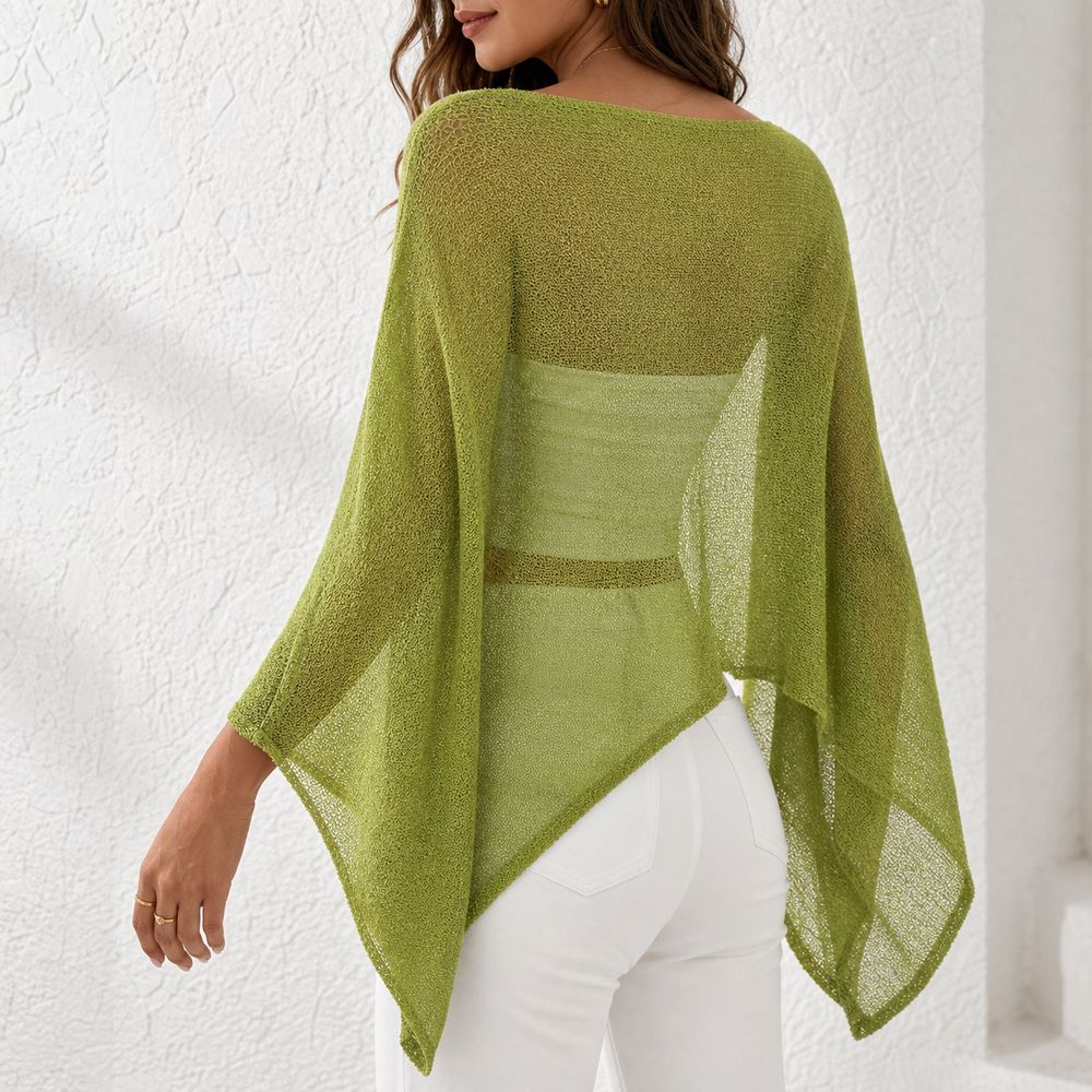 Asymmetric Top Women - Стильный топ-пончо с открытыми плечами, прозрачный